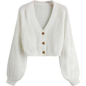Women's Long Sleeve Button-Down Crop Cardigan